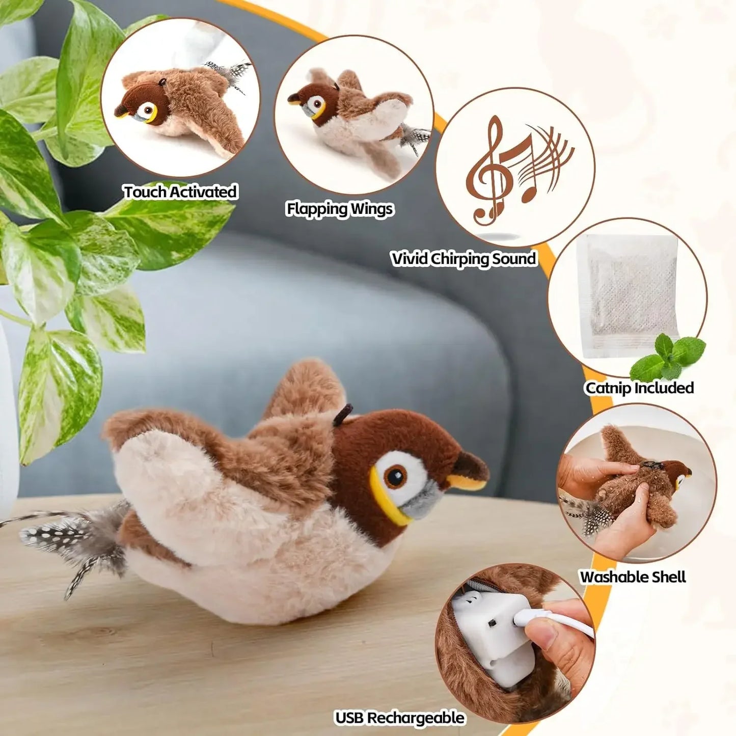 Interactive Flying Bird Toy For Cats